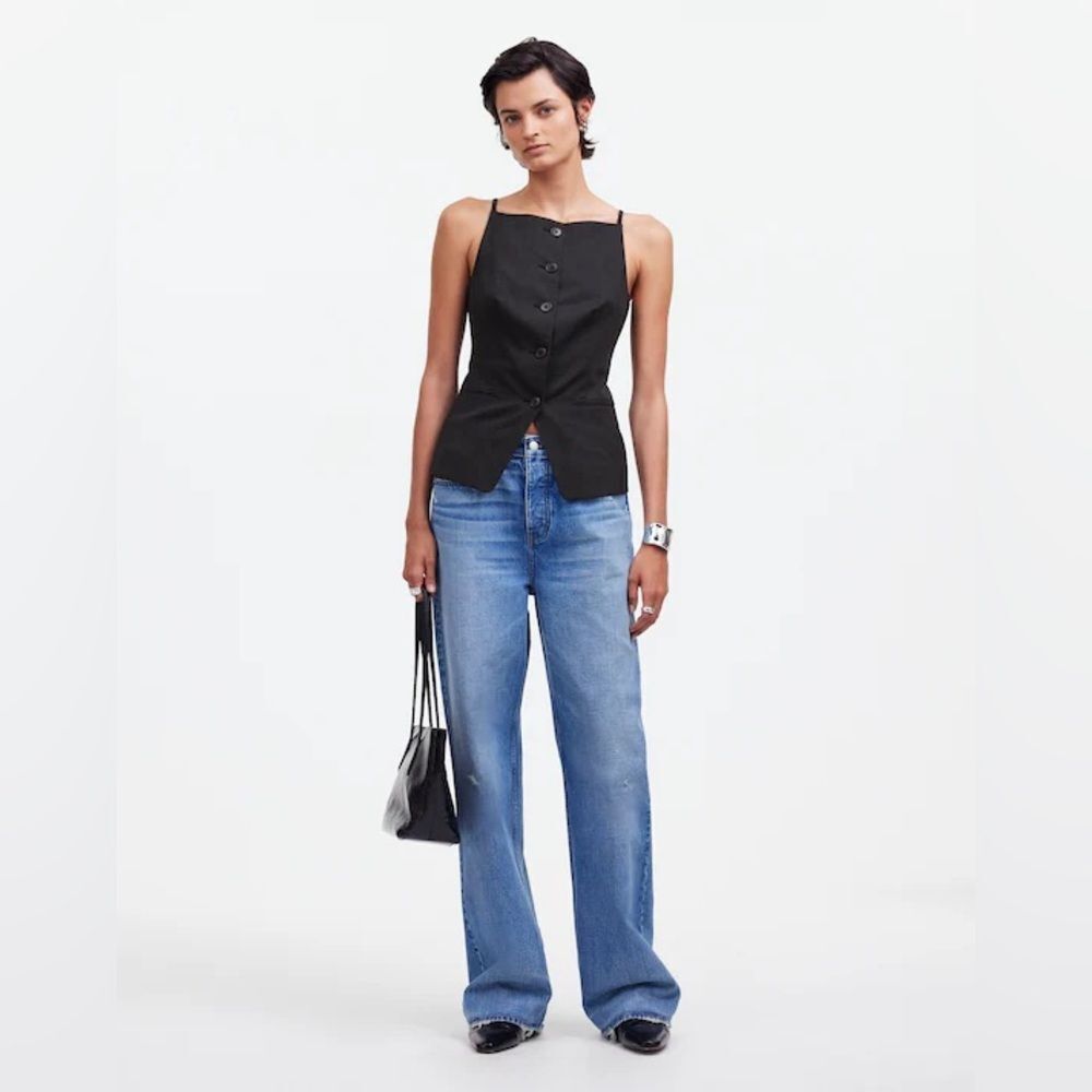 NWT Madewell Black Button-Down vest - sz 8 - Picture 3 of 6